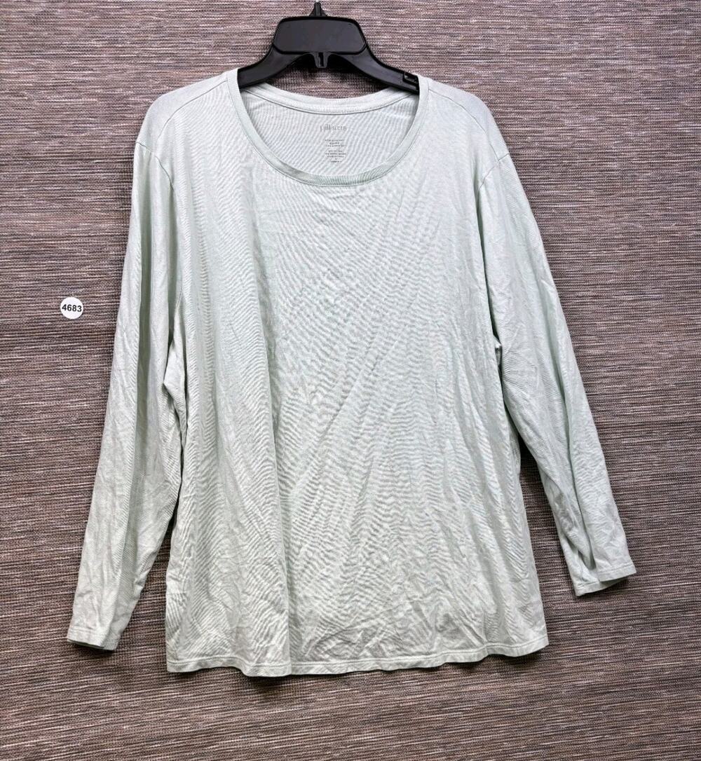 J Jill Sleep shirt Womens Size 2X Sage Green Long Sleeve Cotton Modal Super Soft